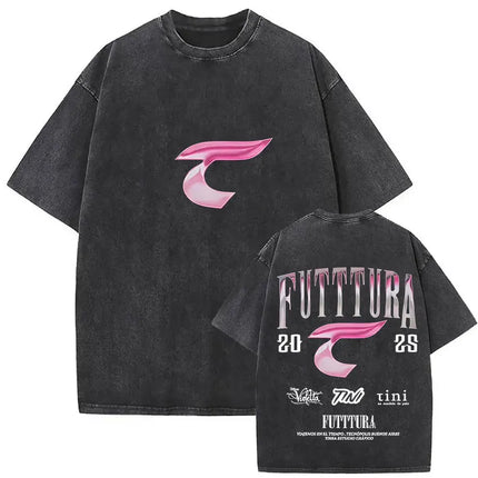 Singer Tini Stoessel Futtura Album 2025 Graphic T Shirts Men Women Fashion Casual Washed Vintage T-shirt Fans Gift Streetwear