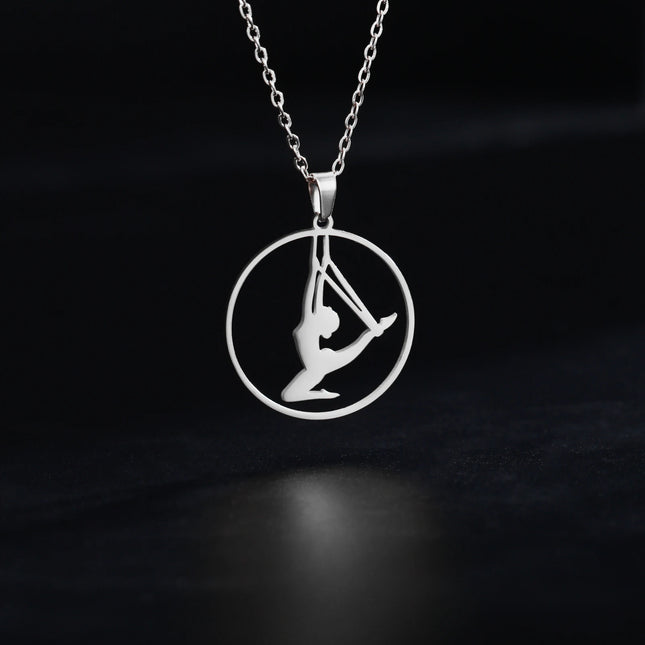 Unift Stainless Steel Sport Women Necklace Runner Rhythmic Gymnastics Silhouette Pendant Fashion Birthday Jewelry Wholesale
