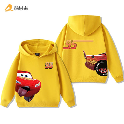 Cars Lightning McQueen Fun Printed Kids Boys Girls Hooded Sweatshirt Fall and Winter Casual Fashion Warm Student Hoodie