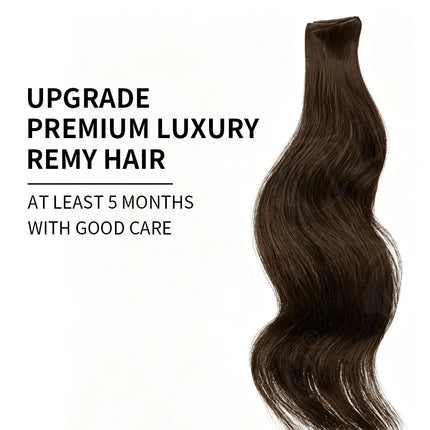 Butterfly Weft Hair Extensions Human Hair Remy Double Invisible Hand-Tied Look Silky Straight 100g Color 2 Add Volume
