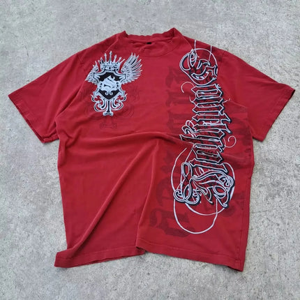 South pole High Street men Short Sleeve Y2K Graphic Print Oversized T Shirt Harajuku Gothic Round Neck Cotton Short Sleeve Tops