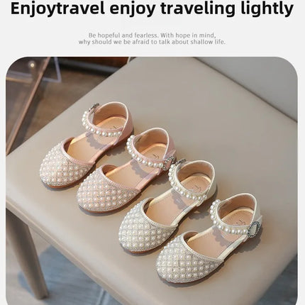 Girls LeatherShoesChildren's Crystal Shoes 2025Spring Summer New Little Girls Princess Shoes Fashion Shiny RhinestoneDance Shoes