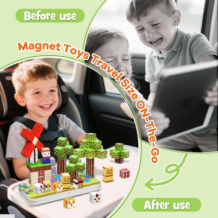 35PCS Magnetic Building Blocks Farm Set for Age 3+ DIY Model Children STEM Educational Sensory Toy With Iron Box