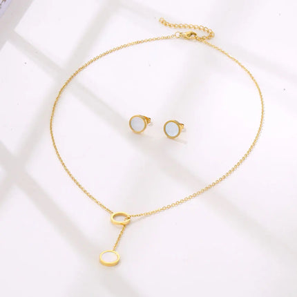 Light Luxury Elegant Delicate Geometry Pendant Charm Chain Korean Fashion Necklace For Women Stainless Steel Jewelry Set