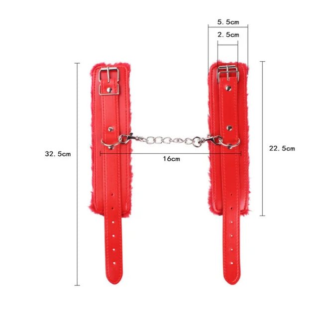 1 Pair Sexy Hand Wrap PU Leather Plush Handcuff Ankle Cuff Bracelet Bondage Lingerie Cosplay Accessories Couples Games Sex Toys