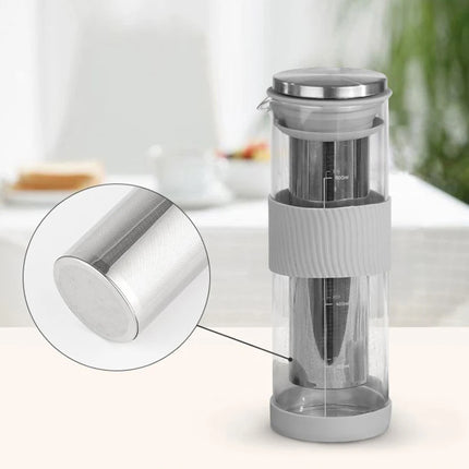 1Pc Portable Airtight Cold Brew Iced Coffee Maker Tea Infuser - 800ml Cold Brew Coffee Kettle Brewing Glass Carafe Pitcher.