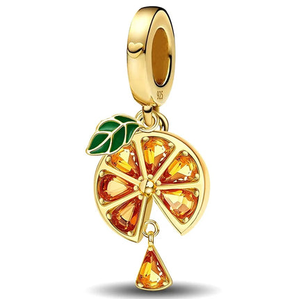 925 Sterling Silver Pink Cake Cherry Pineapple Strawberry Cherry Pendant Charm Ball Suitable for Bracelets DIY Women's Jewelry
