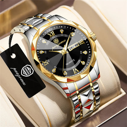 PAAZOMU Men's Wristwatch Top Brand Luxury Waterproof Luminous Date Week Men's Watches Stainless Steel Quartz Men's Watch Male reloj