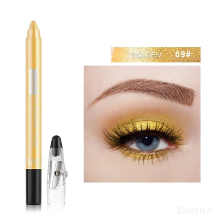 12Colors Glitter Eyeshadow Pen Long Lasting Matte Eye Shadow Palette Shiny Highlighter Silver Purple Eyeliner Pencil Cosmetics