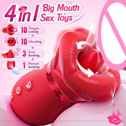 Rose Sucking Vibrator Tongue Licking Clitoris Stimulator For Women Vagina Nipple Vacuum Massager Masturbators Sex Toys Joinjjtoy