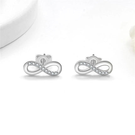 925 Sterling Silver Jewelry Set Inlaid Crystal Zircon Women's Mobius Loop Necklace Bracelet Earrings, Party Gift Jewelry