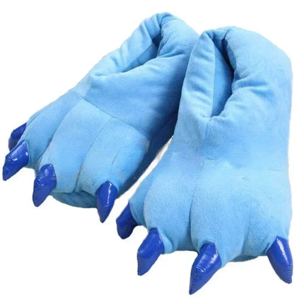 Blue Animal Paw Slippers For Boy Girl Unisex Kids Cute Monster Claw Slippers Cartoon Soft Plush Warm Home Slippers Child Shoes