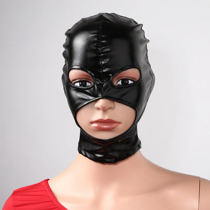 Women Mens Cosplay Face Mask Shiny Bronzing Cloth Open Mouth and Eye Glued Headgear Head Cover Couples Adult Products Sex Toys