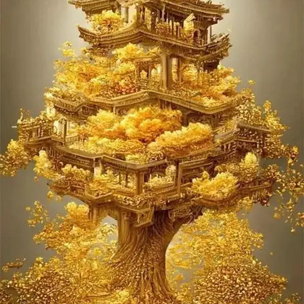 Modern Golden Fortune Money Trees Prints Canvas Wall Art Simple Landscape Poster for Living Room Home Office Decor