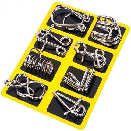 8PCS Set Metal Montessori Puzzle Wire IQ Games Rompecabezas 3D Casse Tete Brain Teaser Intellectual Toys For Kids Adults