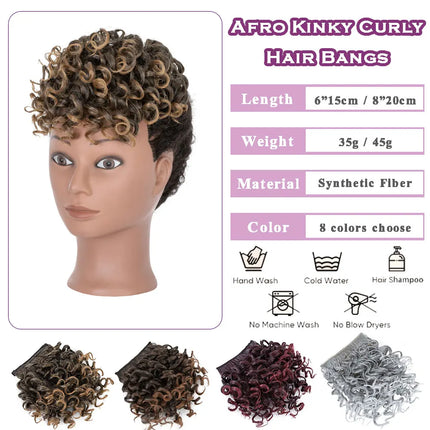 Snoilite Synthetic Afro Puff Bangs Hairpiece Short Kinky Curly Hair Bun For Women Girls Short Chignon Hair Extension Black Brown