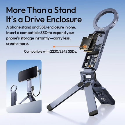 Ulanzi MA58 SSD Enclosure & MagLock Phone Stand Tripod 2 in 1 for iPhone 17 Travel Vlog Tiktok Live Streaming Phone Accessories