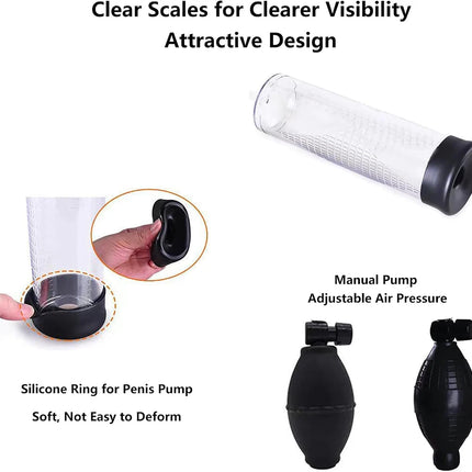 Penis Extender Enlarger Manual Vacuum Pump With Pressure Gauge  Cock Exercises Training Device Stronger Bigger Ejaculation 18+