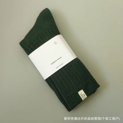 UG Cashmere Autumn Winter Thick High Tube Socks Breathable Moisture Wicking Warm Cotton Couple Socks Double Needle Casual Socks