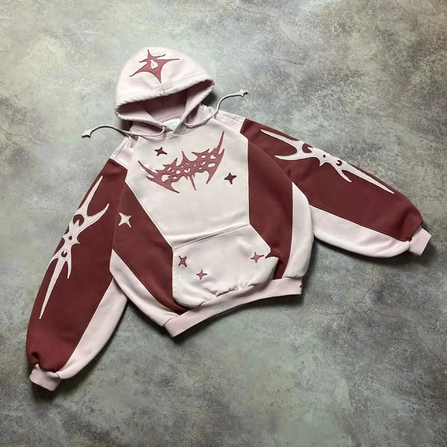 Fashionable Embroidered Printed Hoodie Sweatshirt for Women Street Style Loose Fit Long Sleeve Cap Sleeve Trendy Top