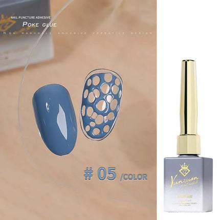 Poke Poke Nail Art Glue Lace Hole Nail Graffiti Letter Painting Art Gel Black White Ocean Wave Texture UV LED Soak Off Varnish