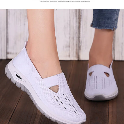 2025 New Mesh Women Vulcanized Shoes High Quality Women Sneakers Slip On Flats Shoes Women Loafers Plus Size 42 Walking Flat