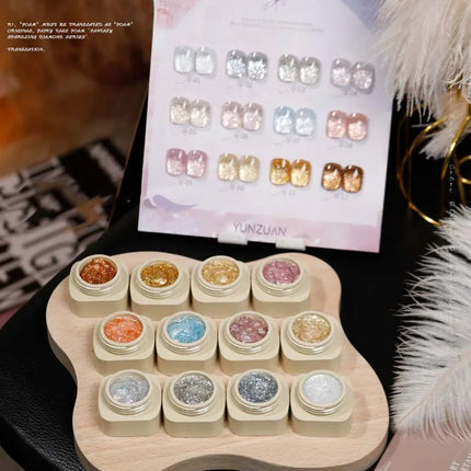 Colorful Nail Gel Holographic Opal Glitter Polish Multi-Color Sparkle Gel for Nail Art Professional Salon Gel with Diamond Shine
