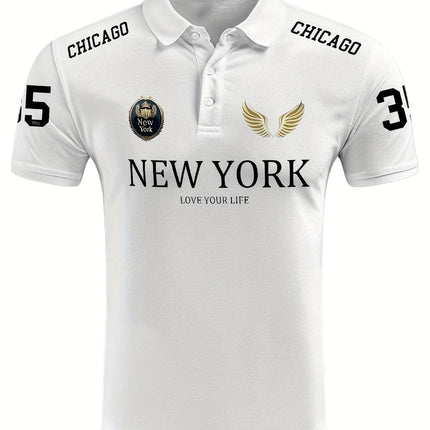 Men's Summer Shirt with Digital and Letter Print Design, Casual Button-up Shirt, Suitable for Daily Wear or Outdoor Activities