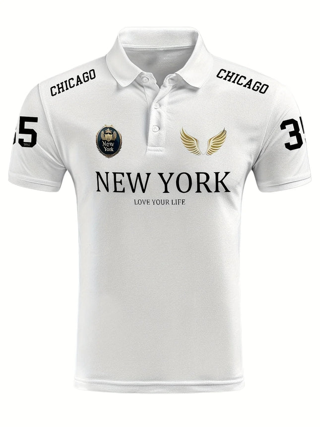 Men's Summer Shirt with Digital and Letter Print Design, Casual Button-up Shirt, Suitable for Daily Wear or Outdoor Activities