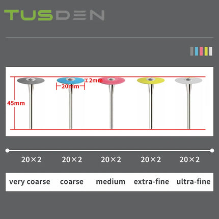 Tusden Dental Lab Rubber Daimond Zirconia Polishing Kit Pocerlian Grinding Head Dental Technician Tools Drill HP 20*2mm