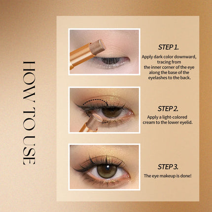 Three-Color Glitter Eyeshadow Stick Matte Long-Lasting Easy to Color Eye Makeup Stick for Effortless Look Enhancement