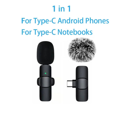Wireless Lavalier Microphone Mini Windproof Wool Replaceable Lavalier Microphone for iPhone Android YouTube Vlog Audio Recording