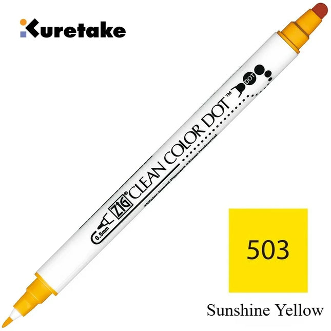 1pc Japan Zig Kuretake Clean Color DOT TC-6100 Double-Tip Watercolor Marker Pen Art Painting & Round Stamping for Students