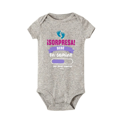 Surprise Baby on The Way Please Wait Printed Baby Jumpsuit Pregnancy Announcement Clothes Newborn Short Sleeve Bodysuit Romper