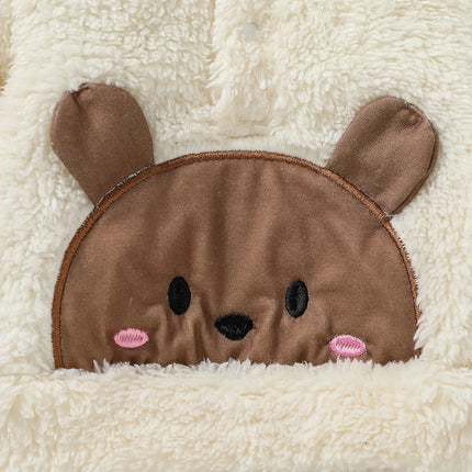 Baby Boys 2Pcs Newborn-6M Winter Long Sleeve Cartoon Bear  Hooded Coat & Striped Trousers Pantsuit Daily Clothing
