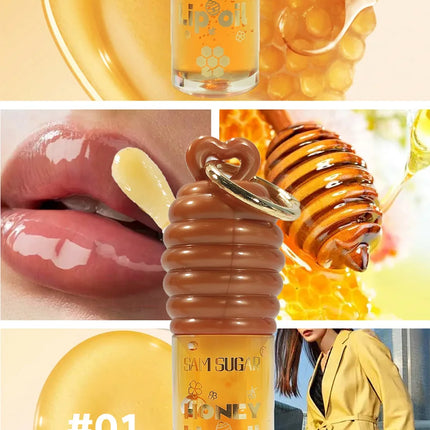 Sam Sugar Honey Lip Oil Deeply Moisturizes and Improves Lip Lines, Offering Both Lip Gloss and Lip Balm Functions, with a Transparent Texture That Gives a Refreshing Feel, Long-Lasting Hydration and Moisture-Locking Propertie