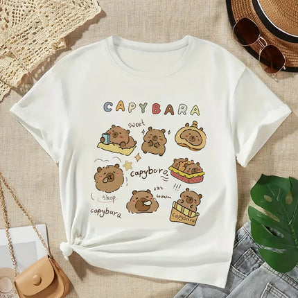 2025 Capybara T-Shirt Kids Children T-Shirt Capybara Cartoons Clothes Kid Girl Boy Capybaras T-Shirt Baby Casual Top Clothes
