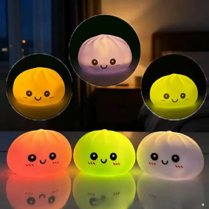New LED Bun Squishy, Glowing Stress Ball, Light-up Bubble Spitting Bun, Realistic Steamed Bun，Desk Decoration