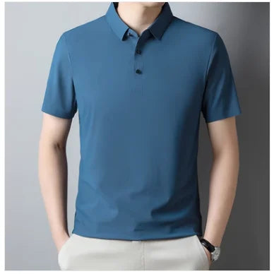 Summer New Men's Short Sleeve Ice Silk POLO Shirt Fashion Simple Men's Business Casual Pullover Large Size 5XL