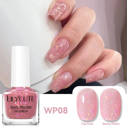 LILYCUTE 7ml Holographics Nail Polish Colorful Shining Effect Air Dry Glitter Nail Art Varnish No Need Lamp Nail Care Polish