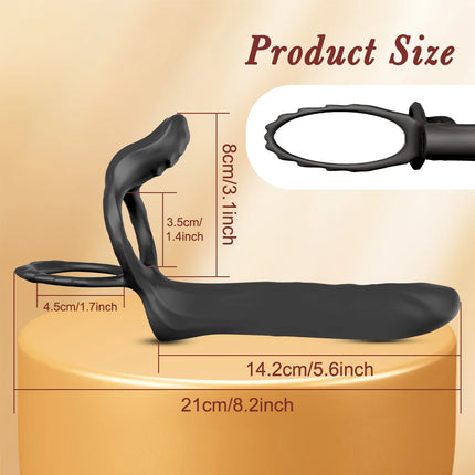 Double Penetration Vibrator for Men with Vibrating Cock Ring Strap on Penis Vagina Massage G Spot Dildo Sex Toys for Couples 18+
