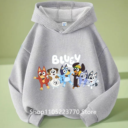 Bluey Kids Hoodie Autumn Winter Cartoon Printed Sweatshirt Cozy Pullover Casual Top for Boys Girls