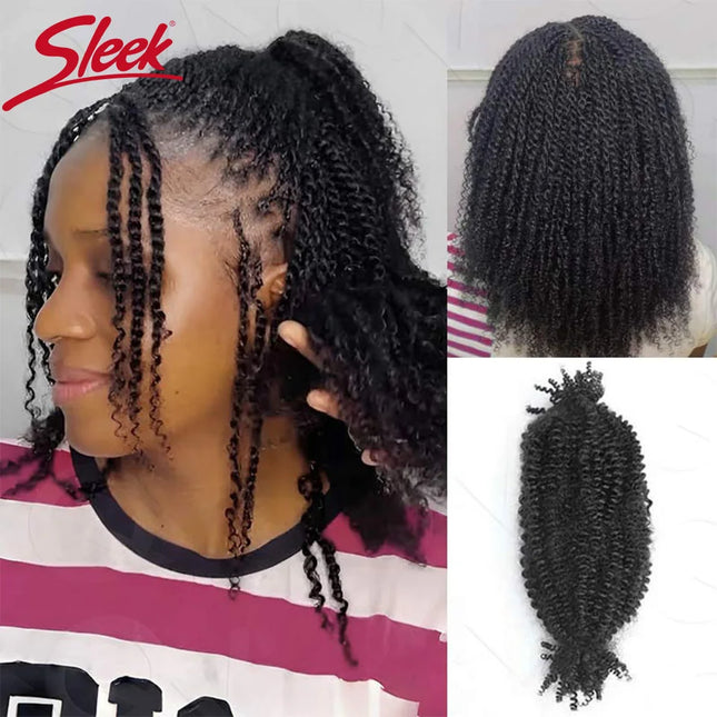 Kinky Twist Crochet Braiding Hair 100% Human hair Bundles 22Inch Sleek Curly Human Hair Bulks QVR 1 PCS Afro Kinky V Bulk Hair