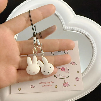 Kawaii Miffy Rabbit Keychain Cute Cartoon Soft and Adorable Girl Heart Cream Bell Cartoon Bag Decoration Best Friend Gift