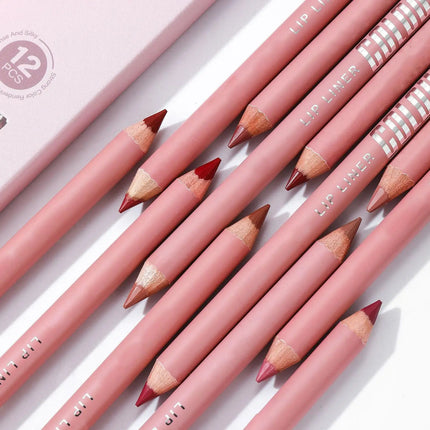 12pcs Lip Liner Pencil Set Long Lasting Matte Natural Creamy Cosmetics Lip Liner Kit Luxury Matte Lip Liner Lip Contour Lipstick