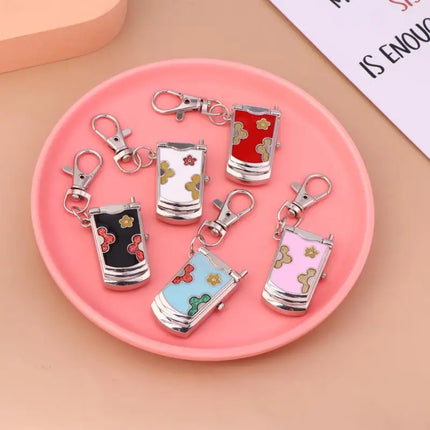1 Piece Fashion Retro Cute Backpack Pendant Flip Phone Keychain Watch Hanging Watch Creative Gift