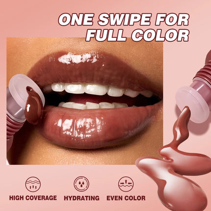 QIBEST 6 Colors Watery Crystal Jelly Lip Oil Balm Moisturizing Smoothing Lip Lines Jelly Pout Lip Gloss Glass Lip Glaze Cosmetic