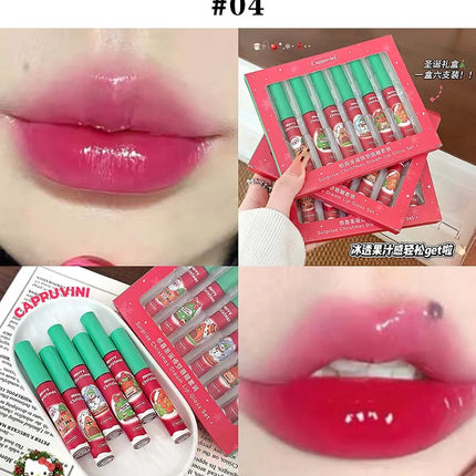 Cappuvini 6-Pack Lip Gloss Set Christmas Gift Water Light Long-Lasting Easy Apply Lip Glaze Lipstick Collection