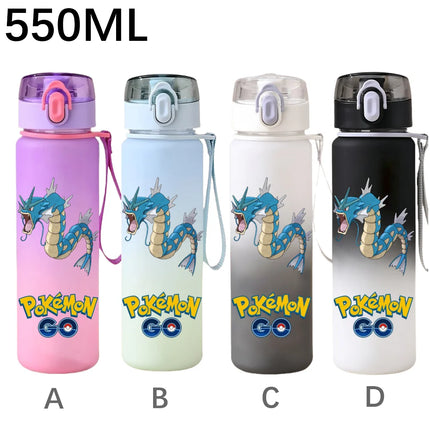 550ML Pokemon Sports Water Bottle Pikachu Mewtwo Gengar Eevee Portable Cartoon Drinking Cup Outdoor Hiking Gym Fitness Jugs