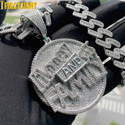 New Hip Hop Money Pendant Necklace Gold Color Iced Out Bling CZ Cubic Zirconia Letters Rich Dollar Charm Men Women Jewelry